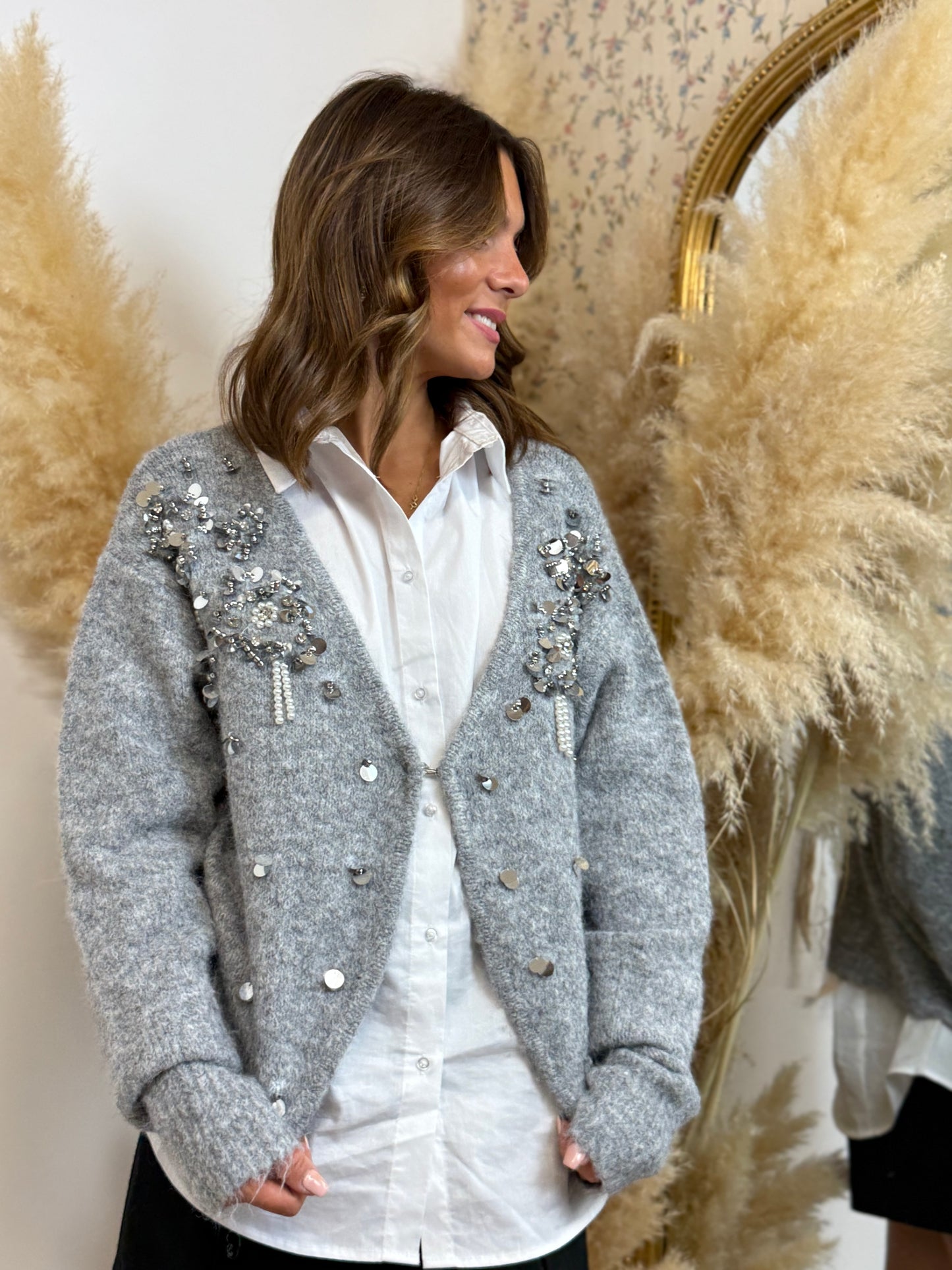 Gilet gris « ANGELA »♡