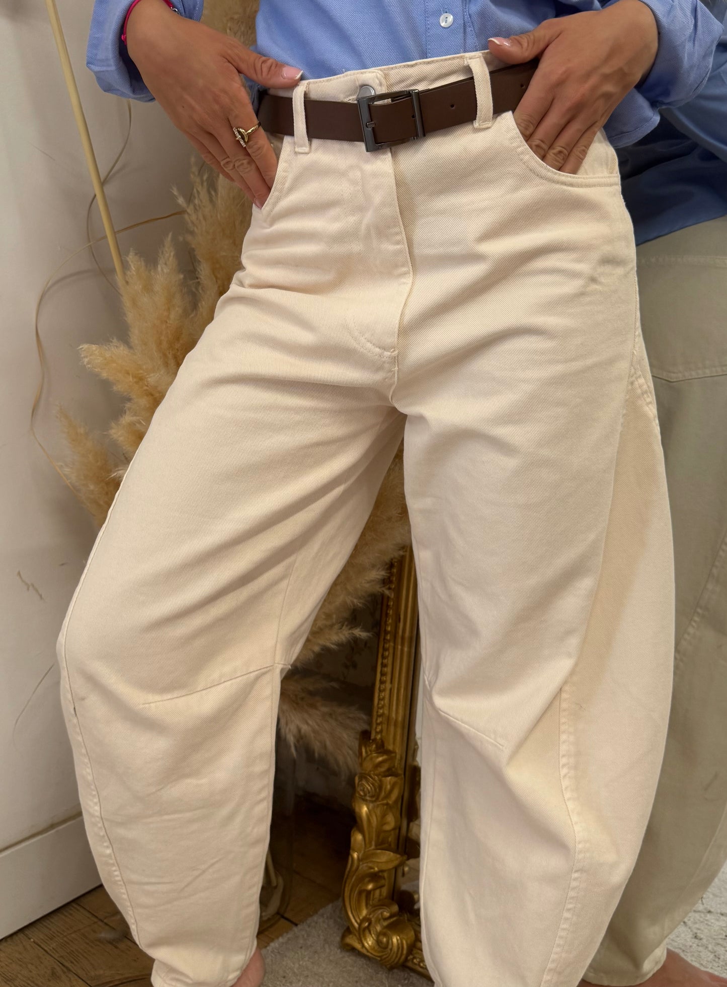 Jean beige ballon « ANNA »