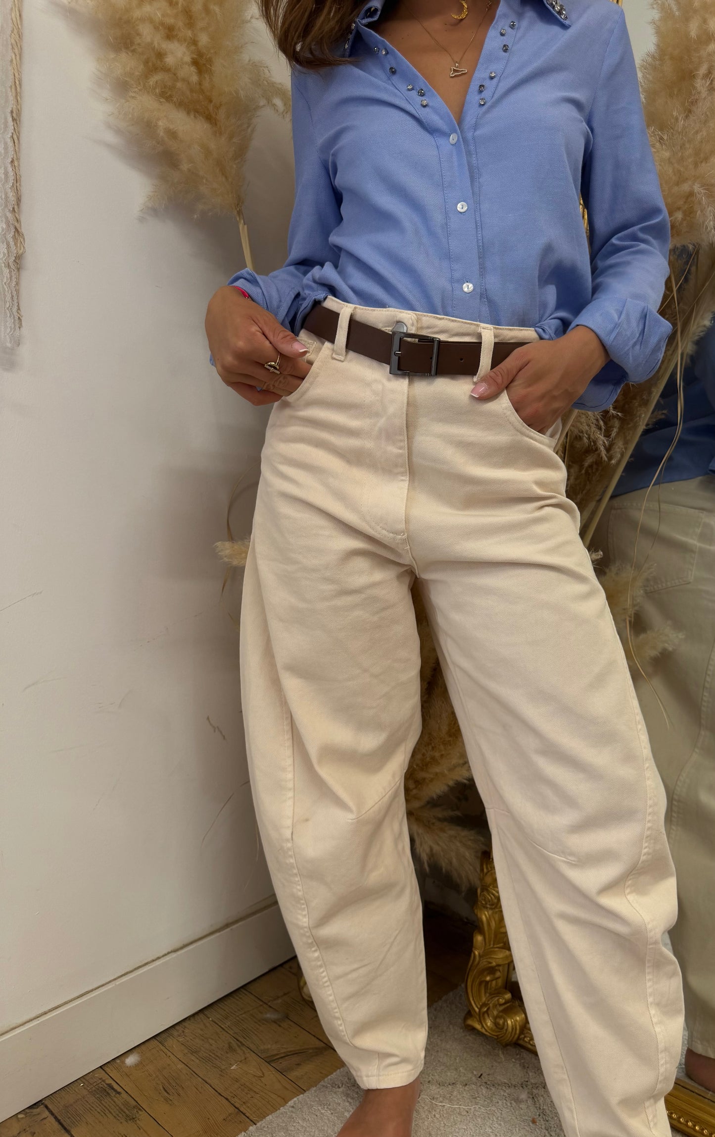 Jean beige ballon « ANNA »