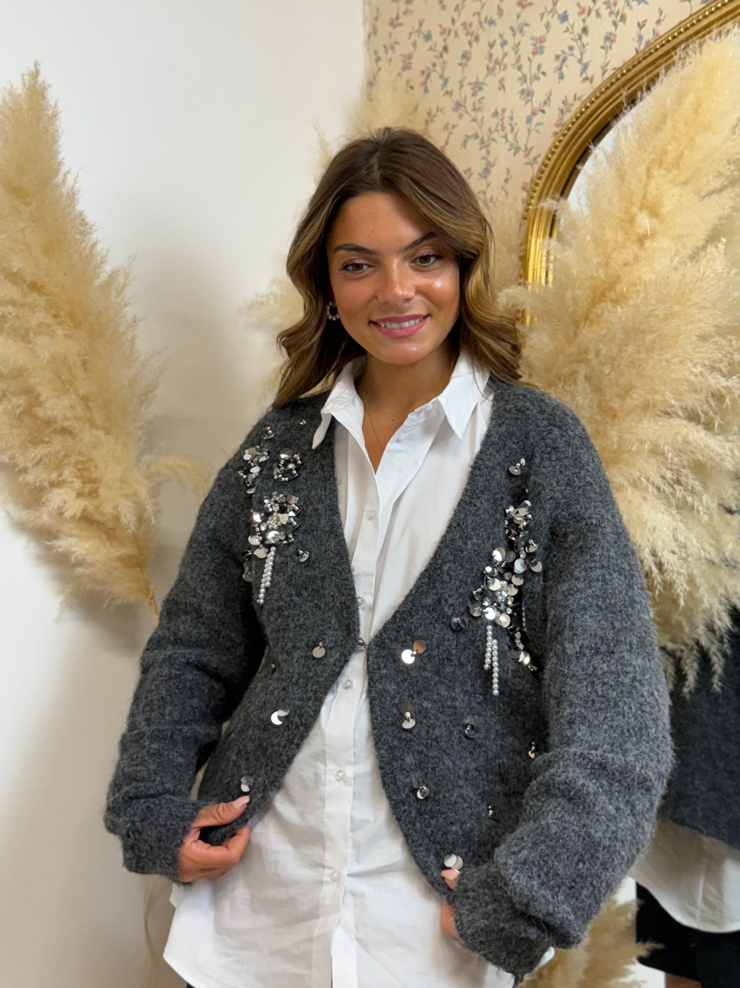 Gilet gris « ANGELA »♡